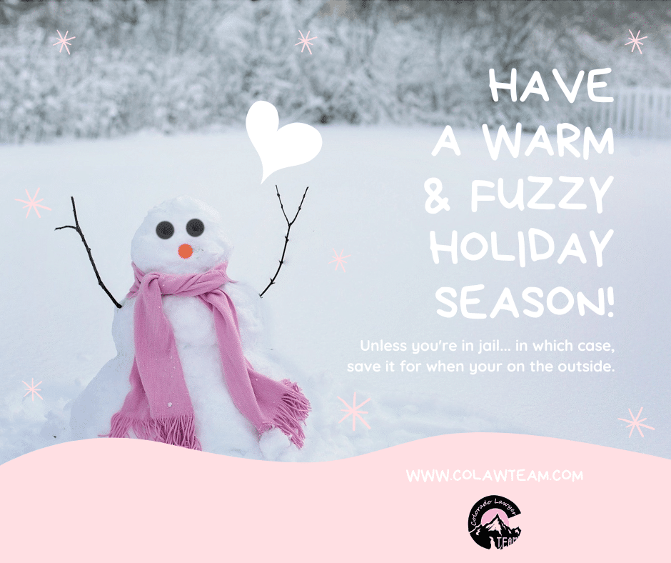 Snowman on Holiday Card wishing a Warm and Fuzzy Season